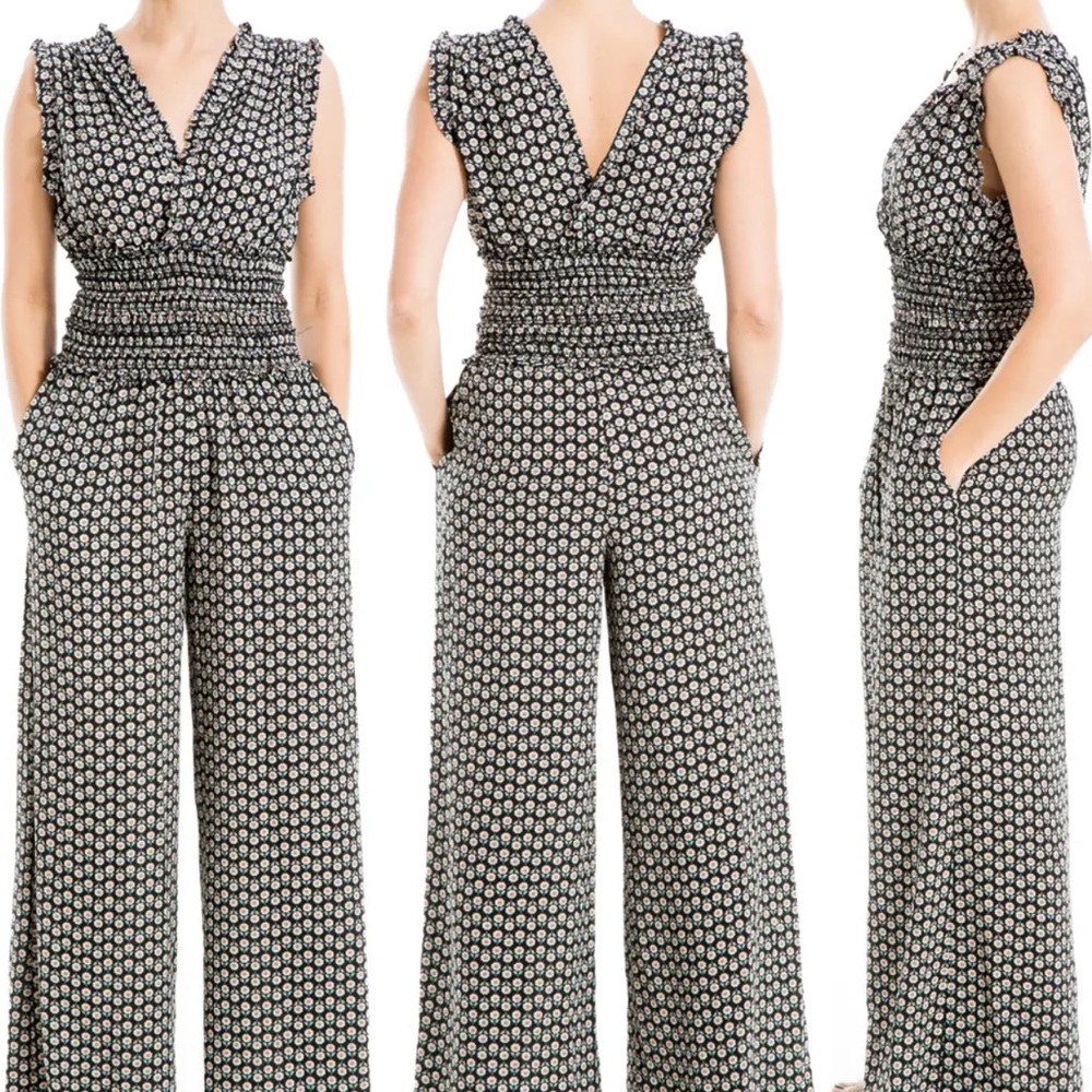 Max Studio Wide Leg Crepe Jumpsuit